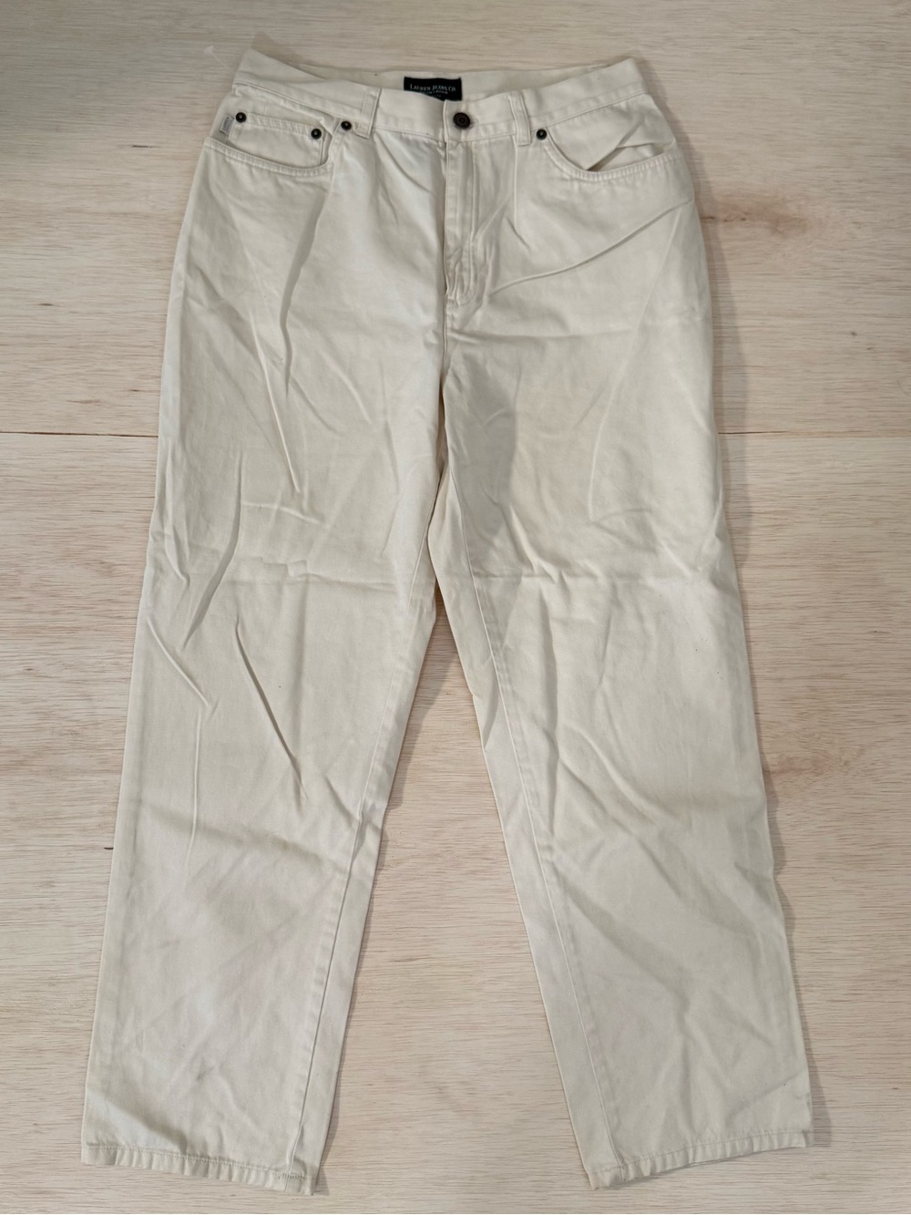 Ralph Lauren Straight Leg Jeans in Off-White/Cream